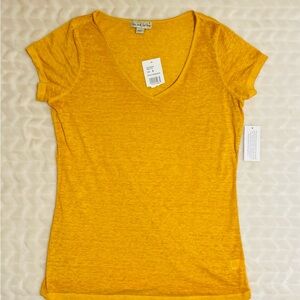 NWT- Live and let Live- Yellow Fitted V- Neck Cap Sleeve Tee